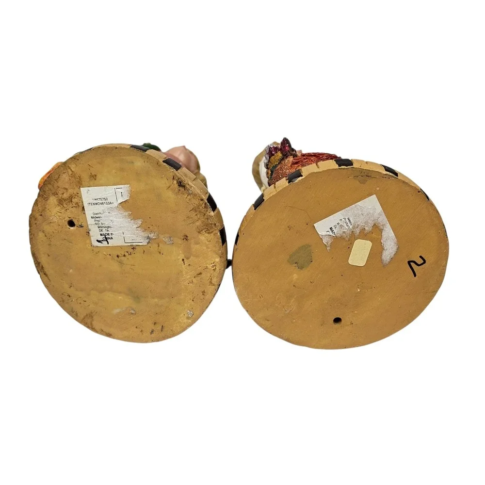 Midwest of Cannon Falls Thanksgiving Pilgrim Boy‎ Girl Turkey Figurines Set 2